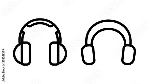 Electronic Headphone Set Icons for High Fidelity Sound and Audio Entertainment Systems