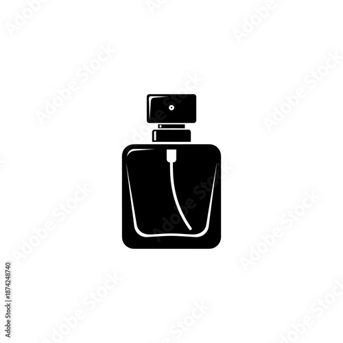 Black silhouette icon of a refill perfume bottle, flat minimal design