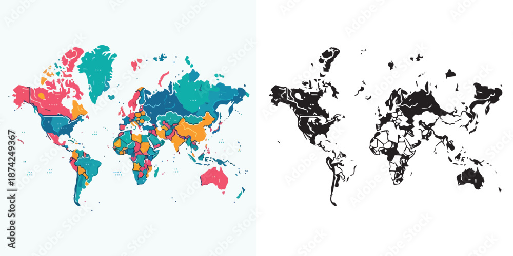 Obraz premium World map silhouette vector set design