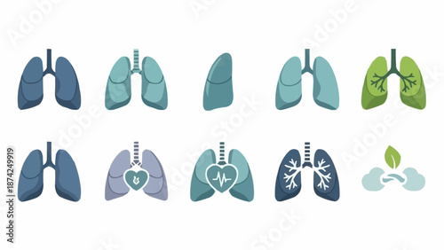 Collection of Human Lung Illustrations and Icons.