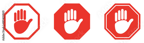 stop hand no entry icon set