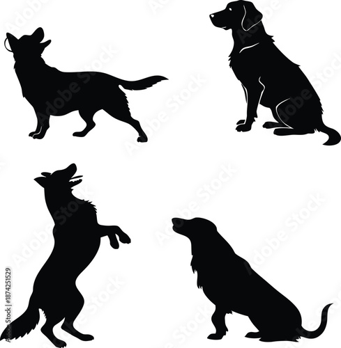 black silhouettes of dogs