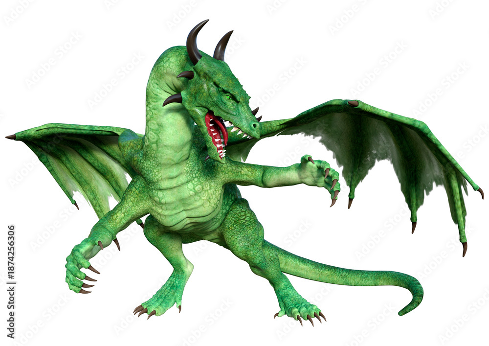 Fototapeta premium 3D Rendering Fairy Tale Dragon on White