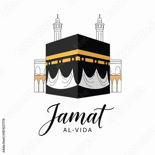 Kaaba Illustration, Mecca Saudi Arabia, Muslim Pilgrimage Vector Art