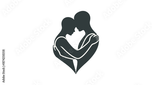 A silhouette image of two people embracing.