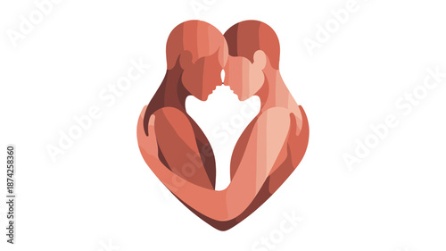 Embracing silhouettes forming a heart shape, symbolizing love and connection.