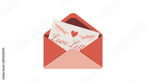A cute love letter with an open envelope.