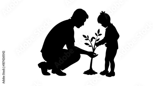 Father and Child Planting a Small Tree Together Silhouette
Keywords:
