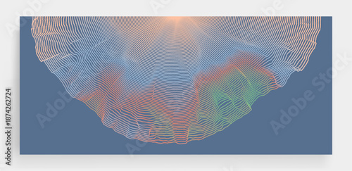 Abstract background. Dynamic particles. Circular grid pattern. Color gradient. 3d vector illustration for brochure, poster, cover, card, presentation, flyer or banner.