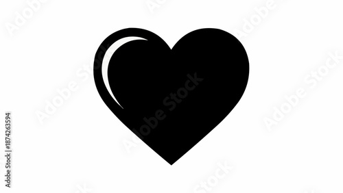 A simple black heart symbol with a white highlight.