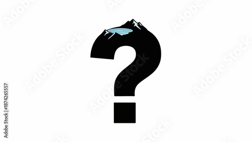 Abstract question mark formed by a mountain landscape, symbolizing mystery and inquiry