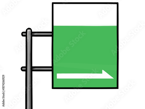 案内標識 高速道路のイラスト （筆タッチ） 交通・道路 矢印1 / Brush-Style Expressway Sign Icon (Green)