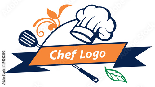 Chef logo design with hat and utensils