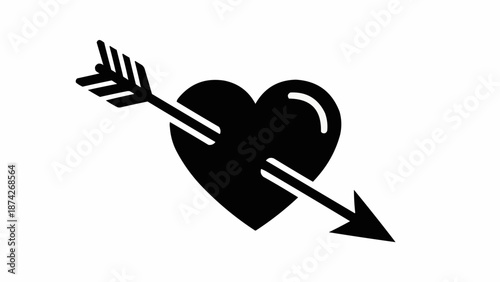 Black heart pierced by an arrow symbol.