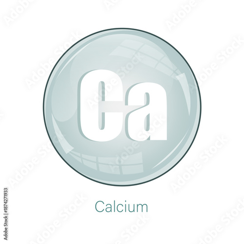Blue Calcium sphere. Professional Vector illustration. Nutritional minerals supplements. Glossy pharmaceuticals capsules.