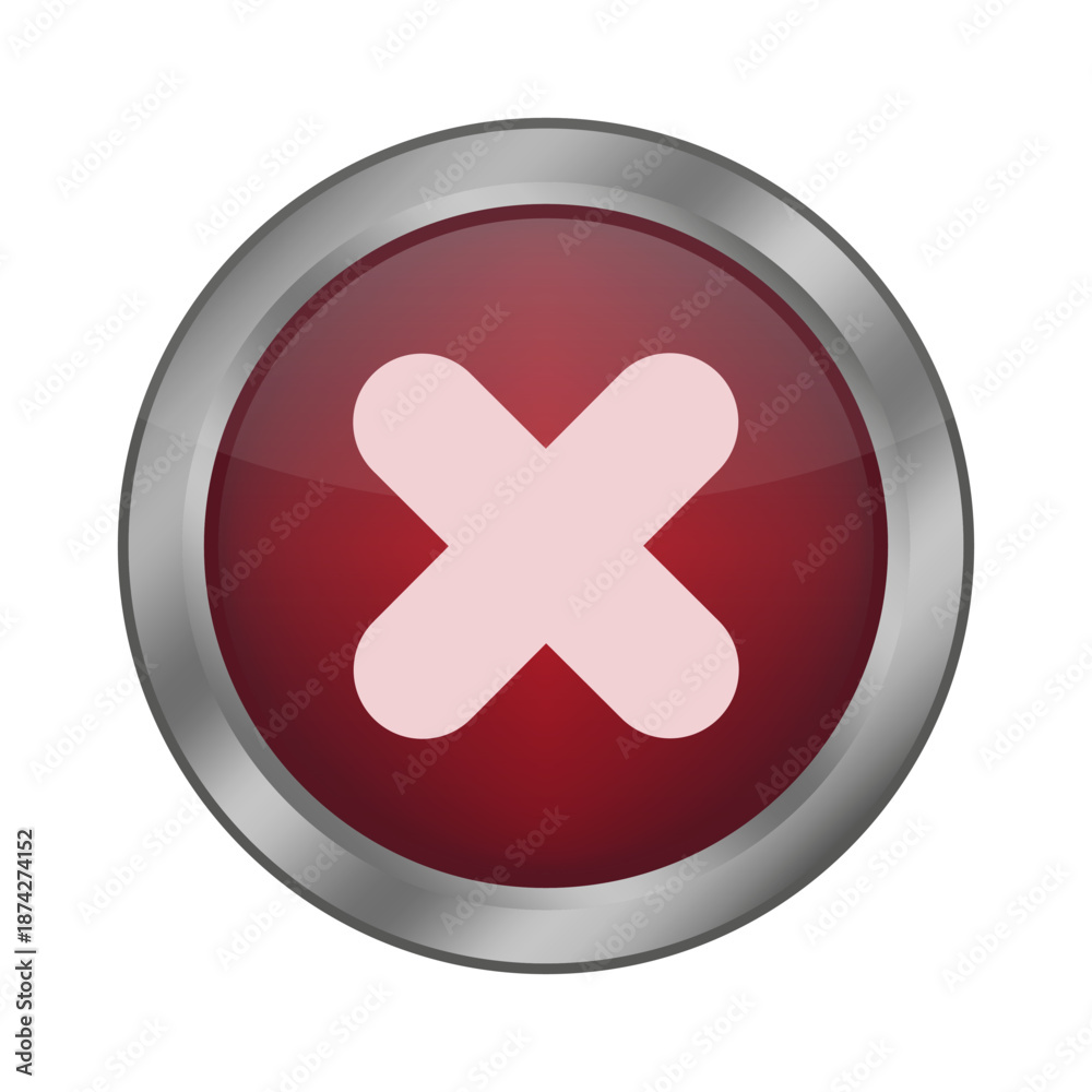 Fototapeta premium Red cross icon. Error warning vector. Circular cancel sign. Denial button.