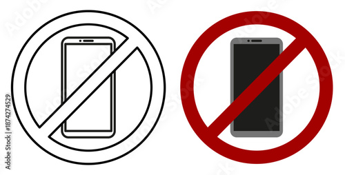 Smartphone forbidden icon. No phone symbol. Device restriction Vector. Silent zone illustration.
