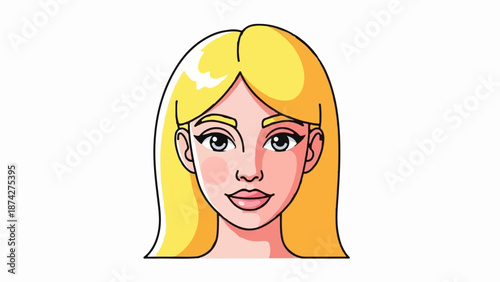 Stylized portrait of a young woman with blonde hair and blue eyes