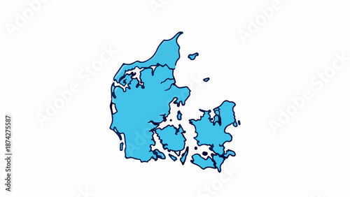 Stylized map outline of Denmark in light blue with dark blue border