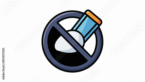 Stylized prohibition sign over a stylized pill capsule