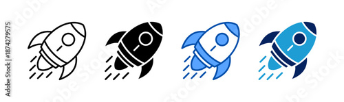 start up icon set multiple style collection