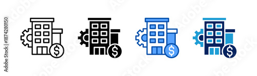 business management icon set multiple style collection