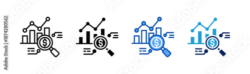 market analysis icon set multiple style collection