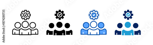 team management icon set multiple style collection