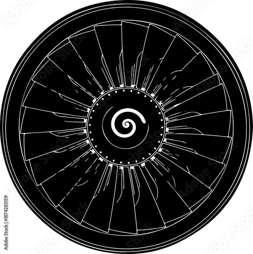 Jet Engine Turbine Aircraft Technology silhouette vector illustration