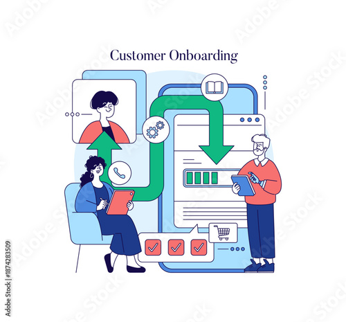 Customer Onboarding Process Vector Illustration