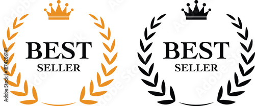 Best Seller Badge icon set. Bestseller Labels, Award Seals and Quality Guarantee Stamps.