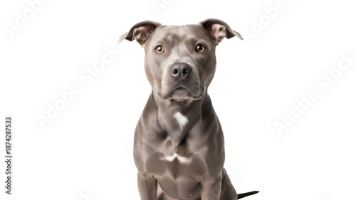 Foto Gray pitbull dog PNG isolated on transparent background, cute pet with short hai