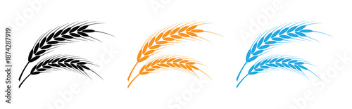  wheat ear. Cereal icon set, wheat ears icon vector, wheat, barley, oatmeal, flour, grain icon vector set. Harvest wheat grain, growth rice stalk and whole bread grains.