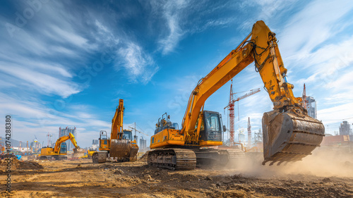 heavy machinery at construction site