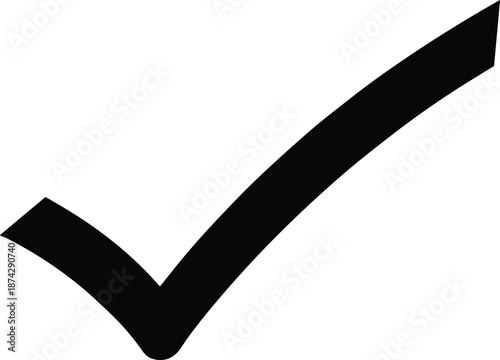 Black check mark tick icon symbol for approval confirmation and success indication minimal flat vector illustration