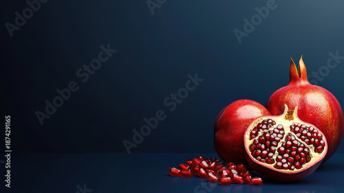 red pomegranate fruit placed on isolated background