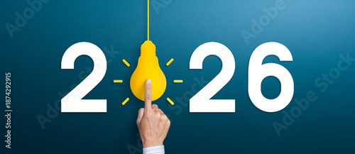 Foto Concept of idea 2026, innovation and Inspiration