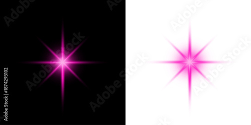 Pink Sparkle Star Light Effect and Lens Flare Isolated on Black and White Background for Overlay Graphic Design Cinematic Visuals Movie Posters Photography Enhancement and Sci-Fi Concept