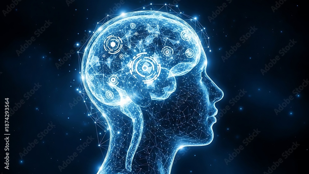 Obraz premium Illuminated neural network brain in digital form