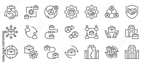 b2b outline icon pack collection of business, management, corporate, company, collaboration, partnership, communication, entrepreneur, teamwork, internet icon