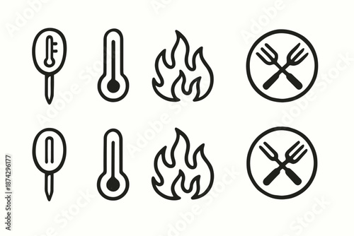 Cooking and restaurant outline icon set. Food safety, cuisine symbols collection