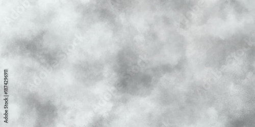 Abstract white and gray isolated cloud cumulus clouds. Gray aquarelle painted realistic fog or mist smoky textured canvas design. White and ash messy wall stucco texture background.	