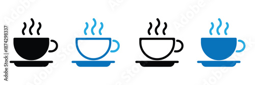 Coffee cup icon set, Cup coffee with steam, Coffee cup icon vector isolated on a white background