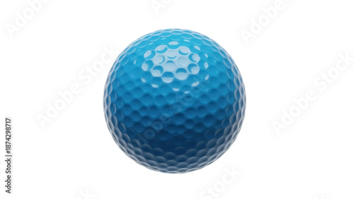 Photography Blue golf ball isolated PNG on transparent background, dimpled sphere for sports