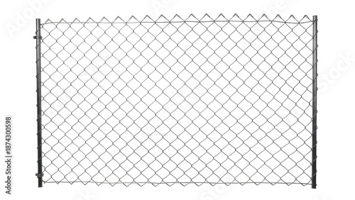 Chain link fence PNG isolated on transparent background, metal mesh barrier for security and property protection