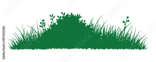 a bunch of bushes and grass illustrated in a hand-drawn style, showcasing a doodle scribble with brush strokes, plus a collection of signs and symbols

