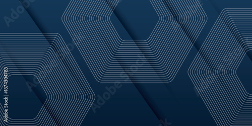 Dark blue abstract background with modern and futuristic hexagon shapes and scratch effect. Glowing hexagon lines background concept for cover, banner, brochure, presentation and website. VOL. 4