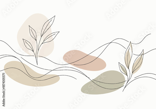 Abstract floral background with vintage nature elements featuring a branch silhouette and decorative leaves in a summer garden vector illustration design.