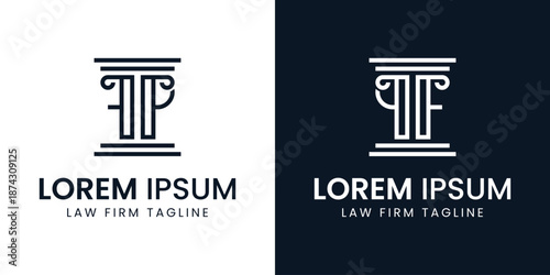 Letters FP or FQ Pillar Logo, for business related to lawyer with FP PF FQ QF initials