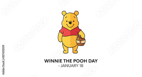 Winnie the Pooh with a honey pot on a white background Pooh Bear illustration